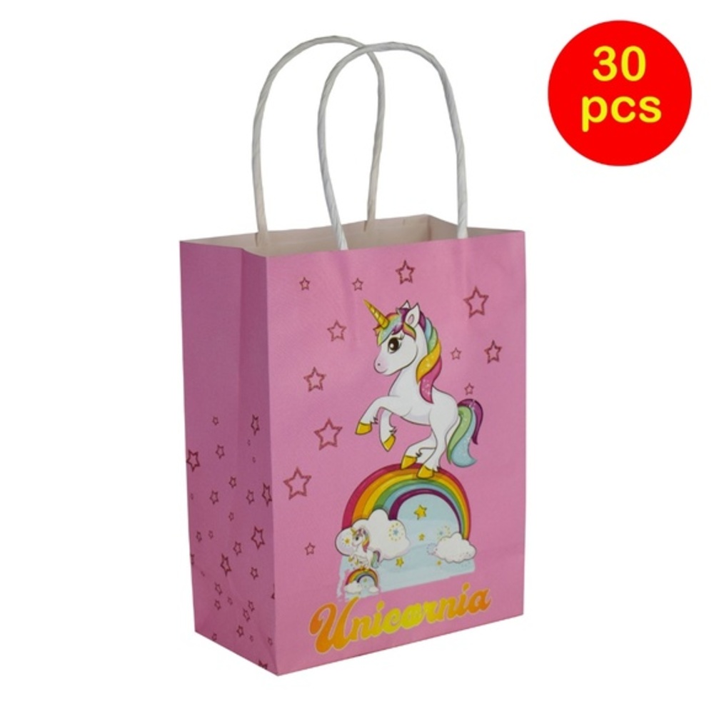 Unicorn Party Favor Paper Candy Gift Bags, 30 PCS